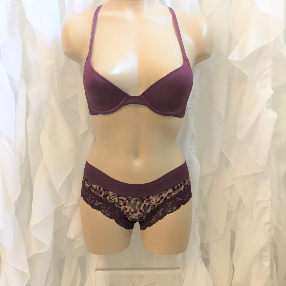 PINK Wear Everywhere T-Shirt Bra & Lace Cheekster NWT